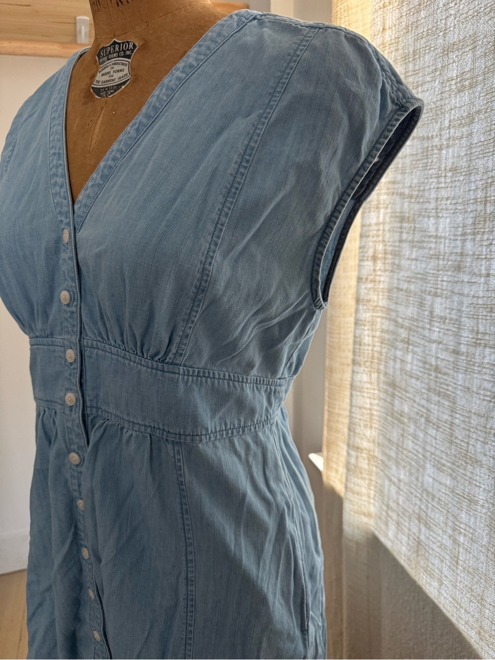 Madewell Light Blue Chambray Button-Front Mini Dress - Picture 2 of 10